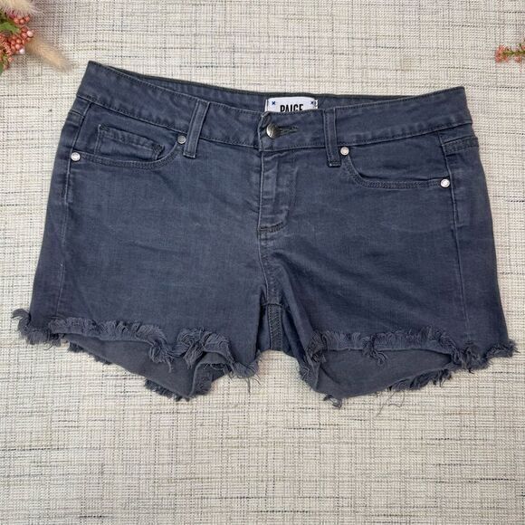 Paige Women's Gray Cut-Off Denim Shorts Size 28 Raw‎ Hem - Picture 1 of 7